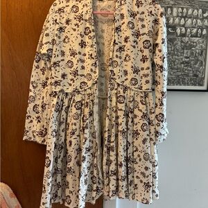 Marni Open coat/dress cream/brown floral medium